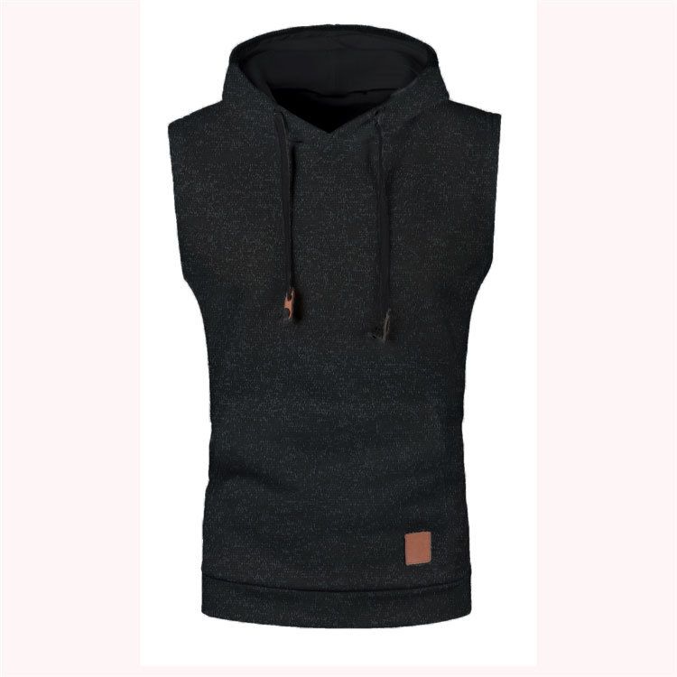 Mens Gym Sleeveless Hoodie Tank Tops Hooded Vest T-Shirt  Men's Clothing  Tops Sweaters