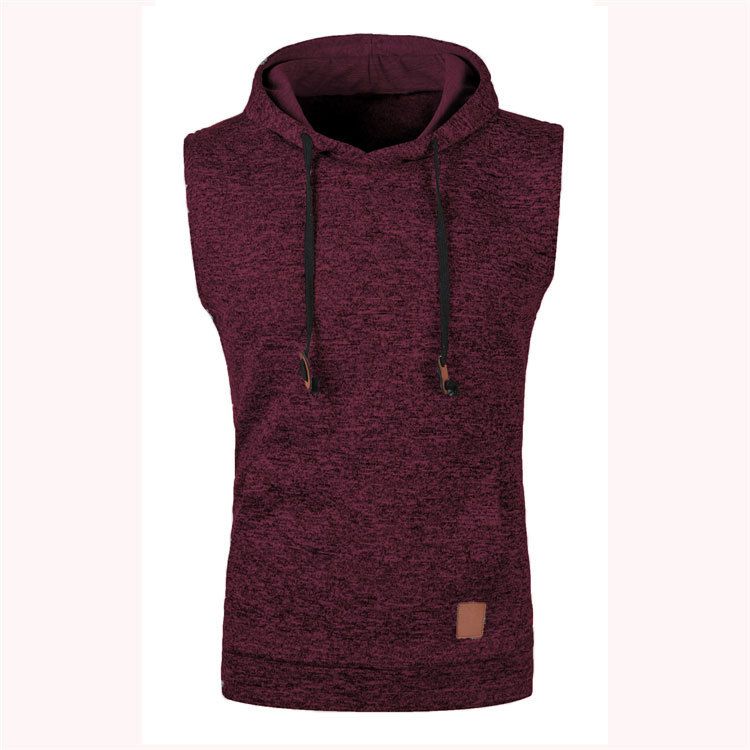 Mens Gym Sleeveless Hoodie Tank Tops Hooded Vest T-Shirt  Men's Clothing  Tops Sweaters