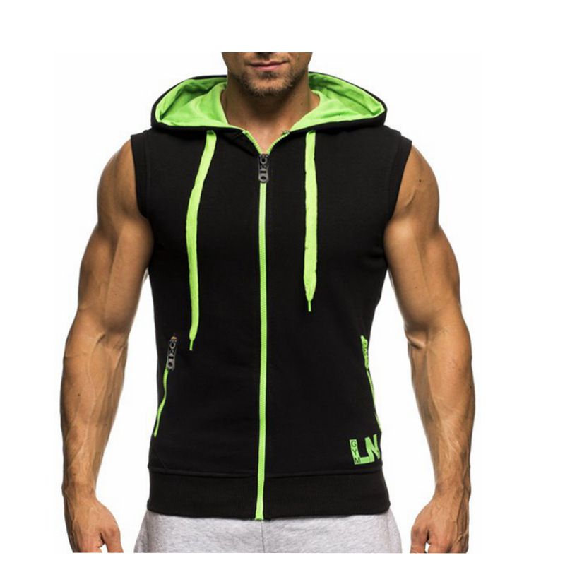Wholesale Oem Odm Zipper Zip Fitness Tank Top Sleeveless Mens Vest Hoodie Vest Mens Waistcoat Life Vests  Sweatshirts