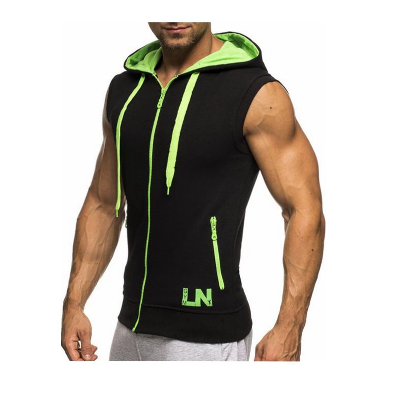 Wholesale Oem Odm Zipper Zip Fitness Tank Top Sleeveless Mens Vest Hoodie Vest Mens Waistcoat Life Vests  Sweatshirts