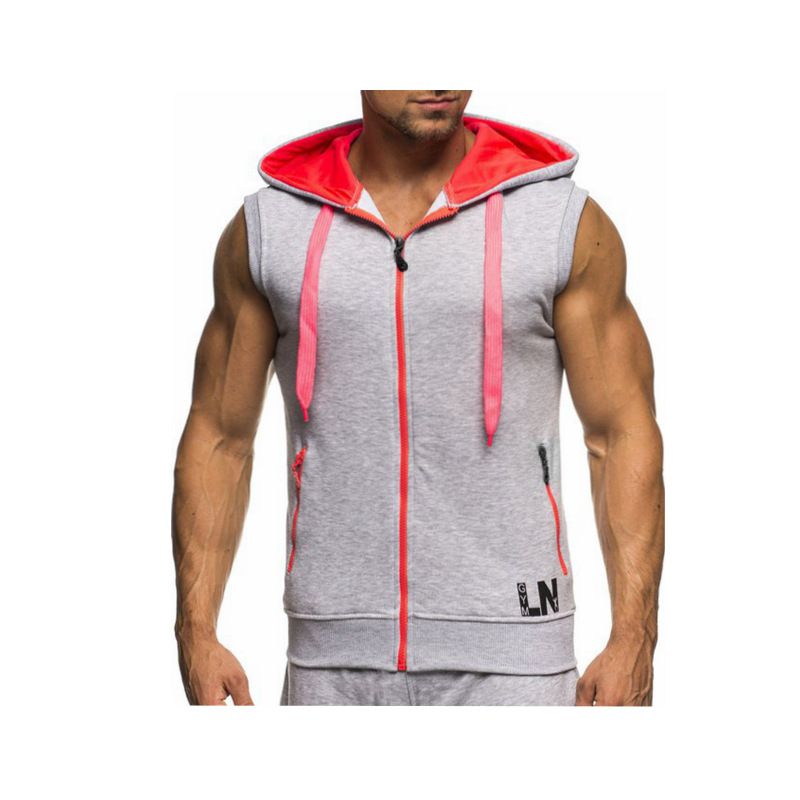 Wholesale Oem Odm Zipper Zip Fitness Tank Top Sleeveless Mens Vest Hoodie Vest Mens Waistcoat Life Vests  Sweatshirts