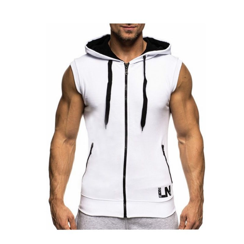Wholesale Oem Odm Zipper Zip Fitness Tank Top Sleeveless Mens Vest Hoodie Vest Mens Waistcoat Life Vests  Sweatshirts
