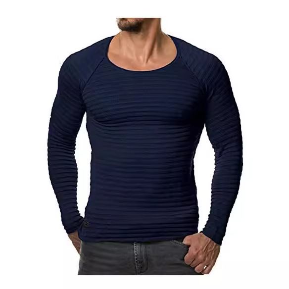 Men Casual Slim Fit Crew Neck Pullover Jumper Muscle Long Sleeve T-shirt  Men's Clothing  Tops  T-Shirts