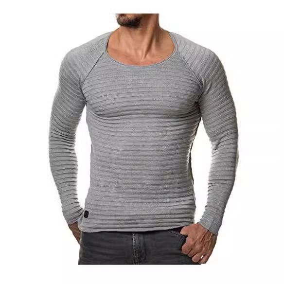 Men Casual Slim Fit Crew Neck Pullover Jumper Muscle Long Sleeve T-shirt  Men's Clothing  Tops  T-Shirts