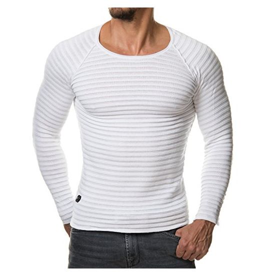 Men Casual Slim Fit Crew Neck Pullover Jumper Muscle Long Sleeve T-shirt  Men's Clothing  Tops  T-Shirts