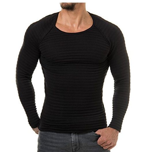 Men Casual Slim Fit Crew Neck Pullover Jumper Muscle Long Sleeve T-shirt  Men's Clothing  Tops  T-Shirts