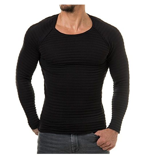 Men Casual Slim Fit Crew Neck Pullover Jumper Muscle Long Sleeve T-shirt  Men's Clothing  Tops  T-Shirts