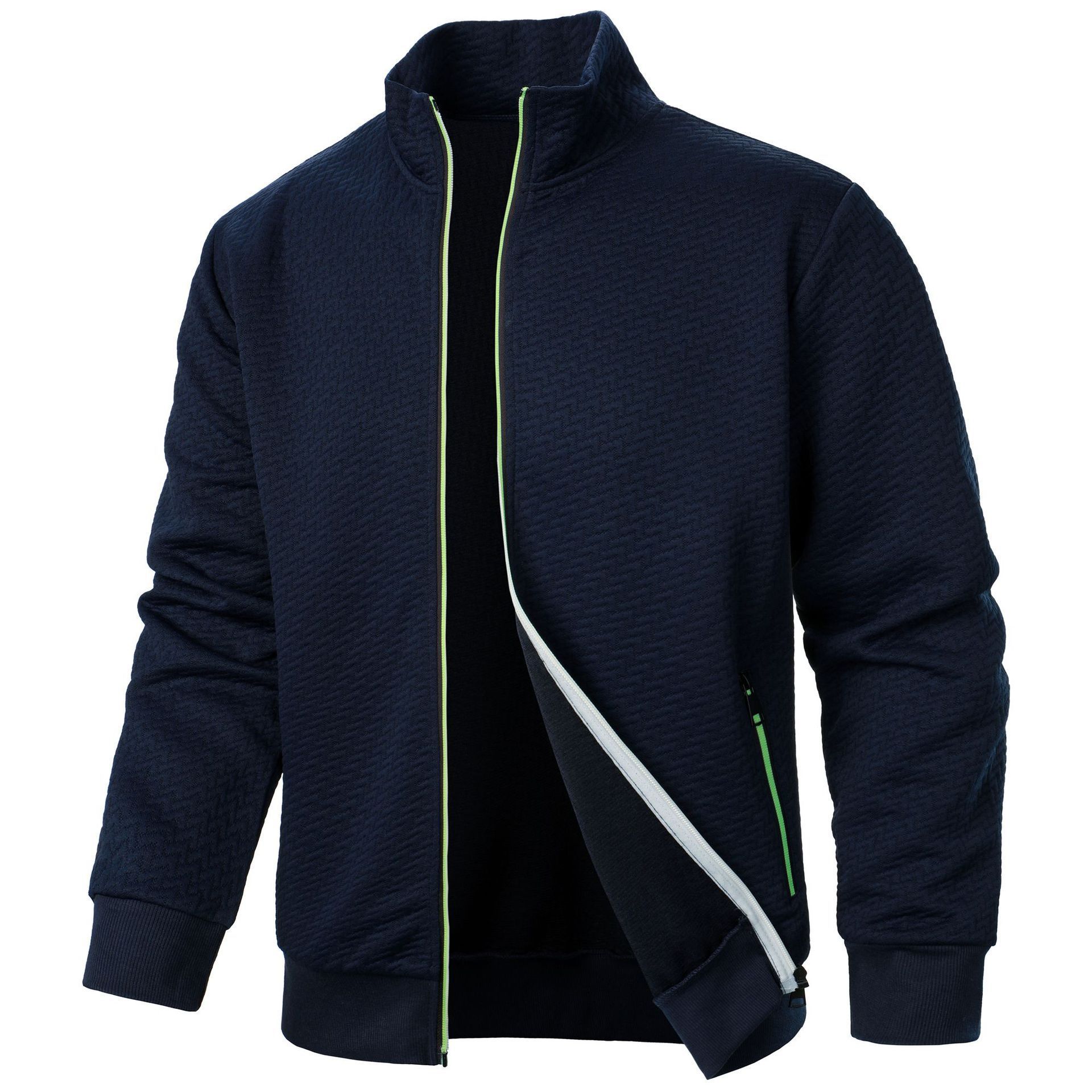 New men's new color zipper stand up collar sweatshirt jacket men's casual jacquard cardigan  Coats