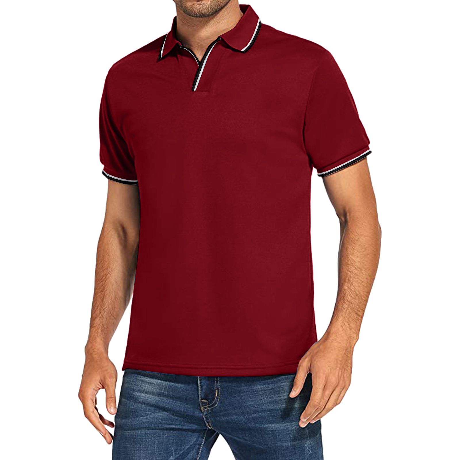 Men Fashion Polo Shirts Short Sleeve Turn-down Collar Patchwork Casual Polos Mens Clothing Male Tops Pullover T-Shirts