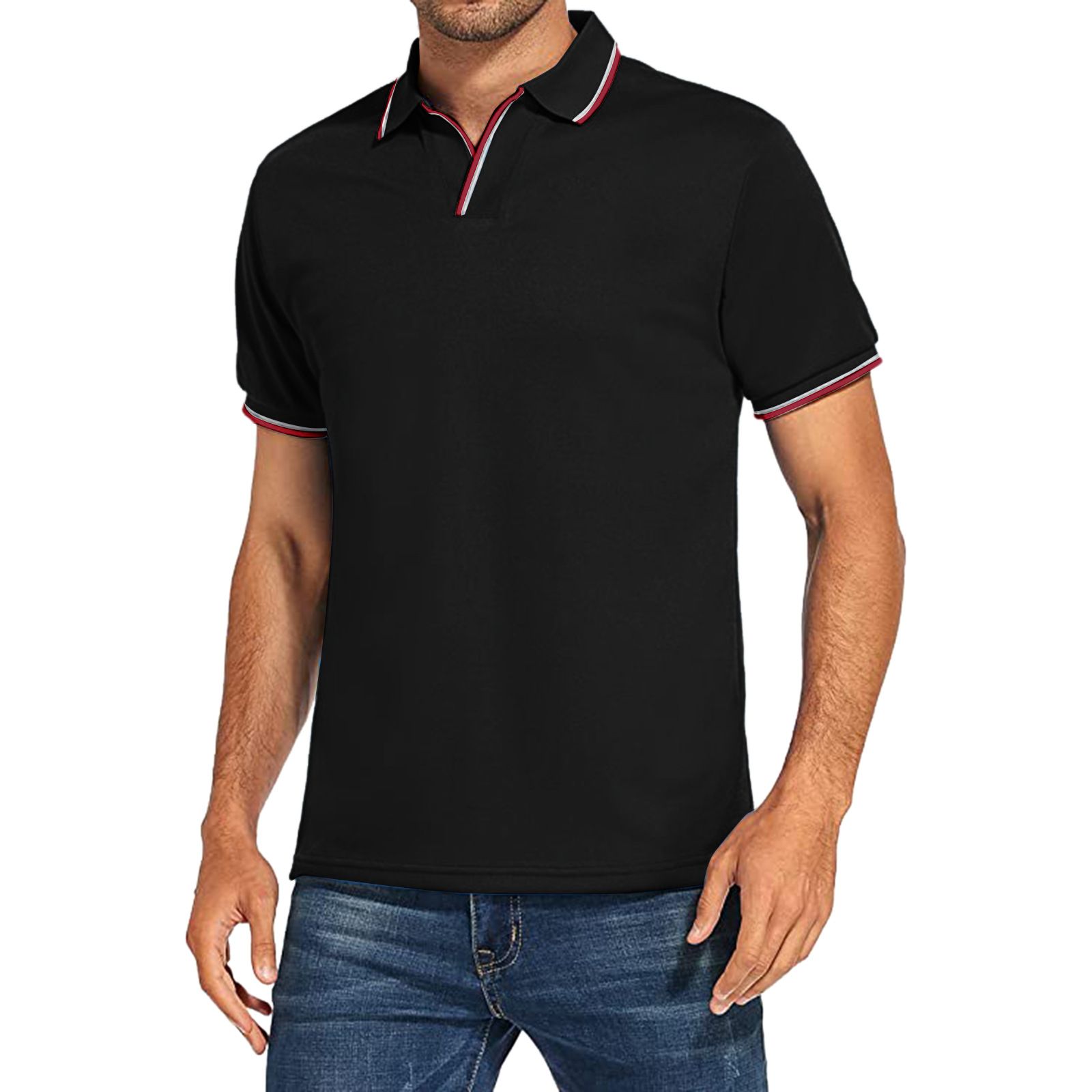 Men Fashion Polo Shirts Short Sleeve Turn-down Collar Patchwork Casual Polos Mens Clothing Male Tops Pullover T-Shirts