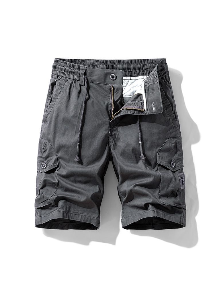 Cargo shorts men's loose straight leg casual short pants Summer men wear Drawstring pants  Shorts