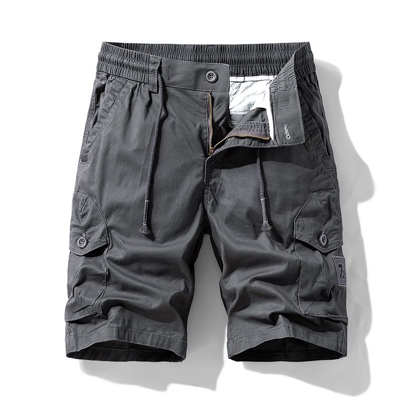 Cargo shorts men's loose straight leg casual short pants Summer men wear Drawstring pants  Shorts