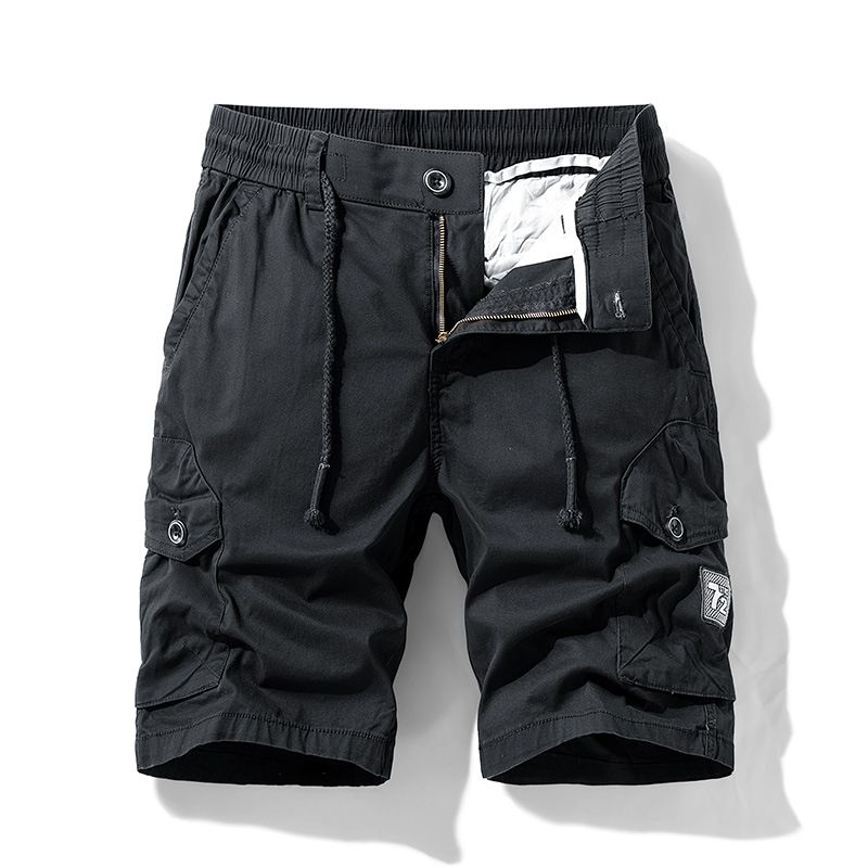 Cargo shorts men's loose straight leg casual short pants Summer men wear Drawstring pants  Shorts