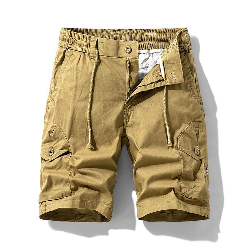 Cargo shorts men's loose straight leg casual short pants Summer men wear Drawstring pants  Shorts