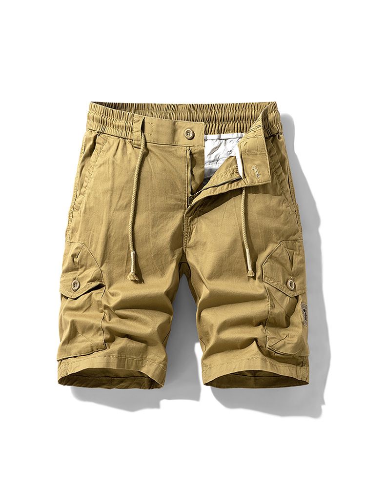 Cargo shorts men's loose straight leg casual short pants Summer men wear Drawstring pants  Shorts