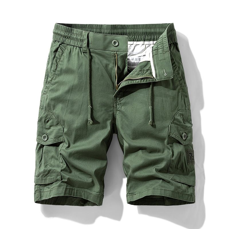 Cargo shorts men's loose straight leg casual short pants Summer men wear Drawstring pants  Shorts