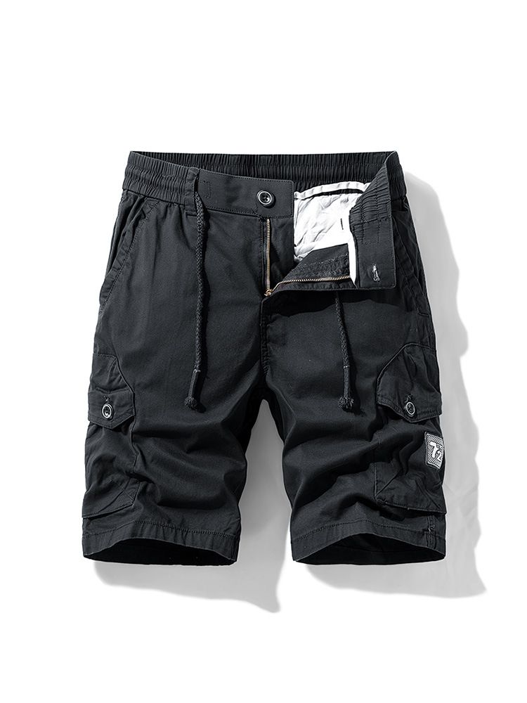 Cargo shorts men's loose straight leg casual short pants Summer men wear Drawstring pants  Shorts