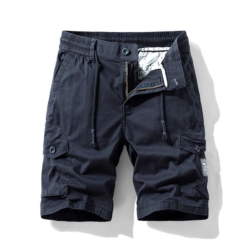 Cargo shorts men's loose straight leg casual short pants Summer men wear Drawstring pants  Shorts