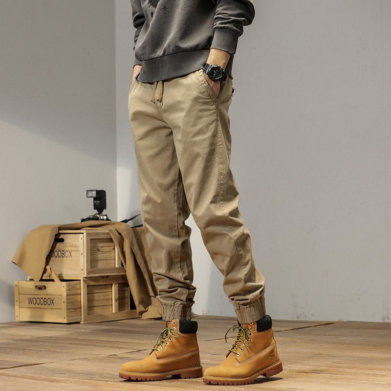Wholesale Men's Slim Fit Embroidered Cargo Pants Work-Style Baggy Trousers with Wrinkled Technics Men's Camo Sweatpants Casual