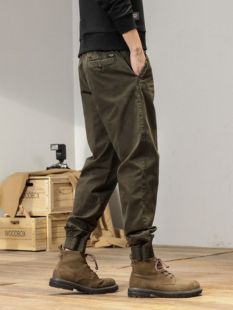 Wholesale Men's Slim Fit Embroidered Cargo Pants Work-Style Baggy Trousers with Wrinkled Technics Men's Camo Sweatpants Casual