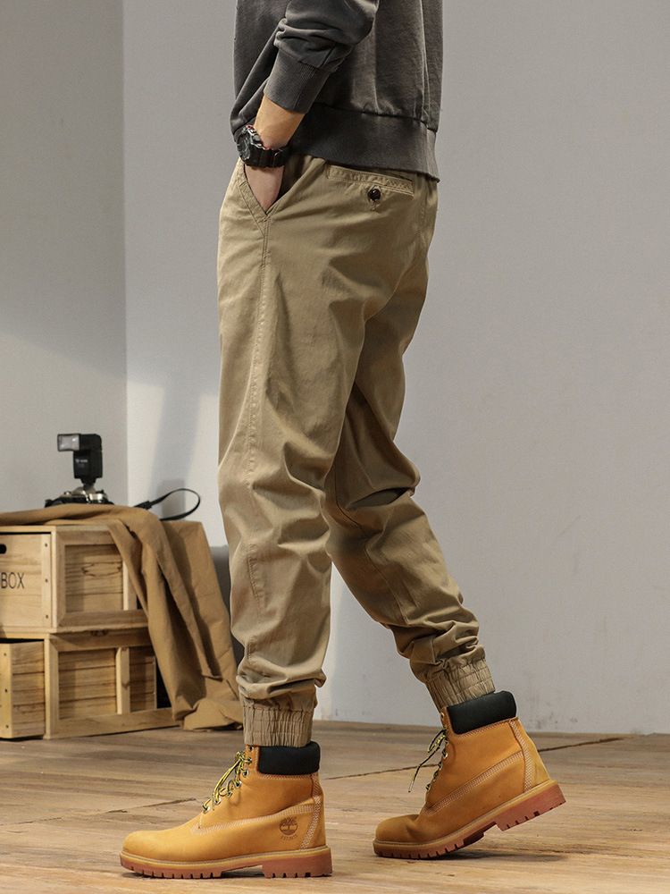 Wholesale Men's Slim Fit Embroidered Cargo Pants Work-Style Baggy Trousers with Wrinkled Technics Men's Camo Sweatpants Casual