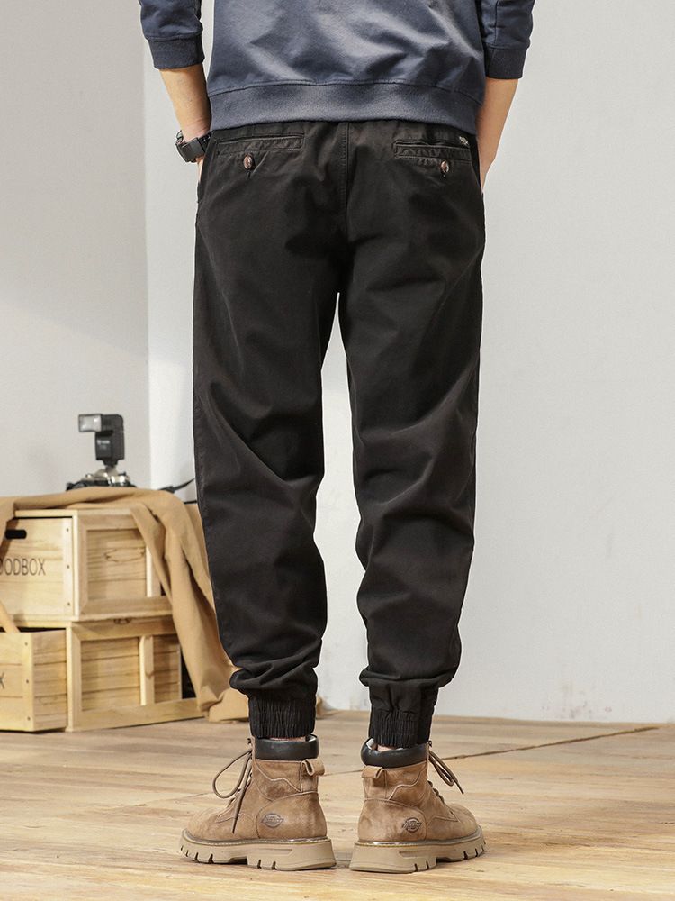 Wholesale Men's Slim Fit Embroidered Cargo Pants Work-Style Baggy Trousers with Wrinkled Technics Men's Camo Sweatpants Casual