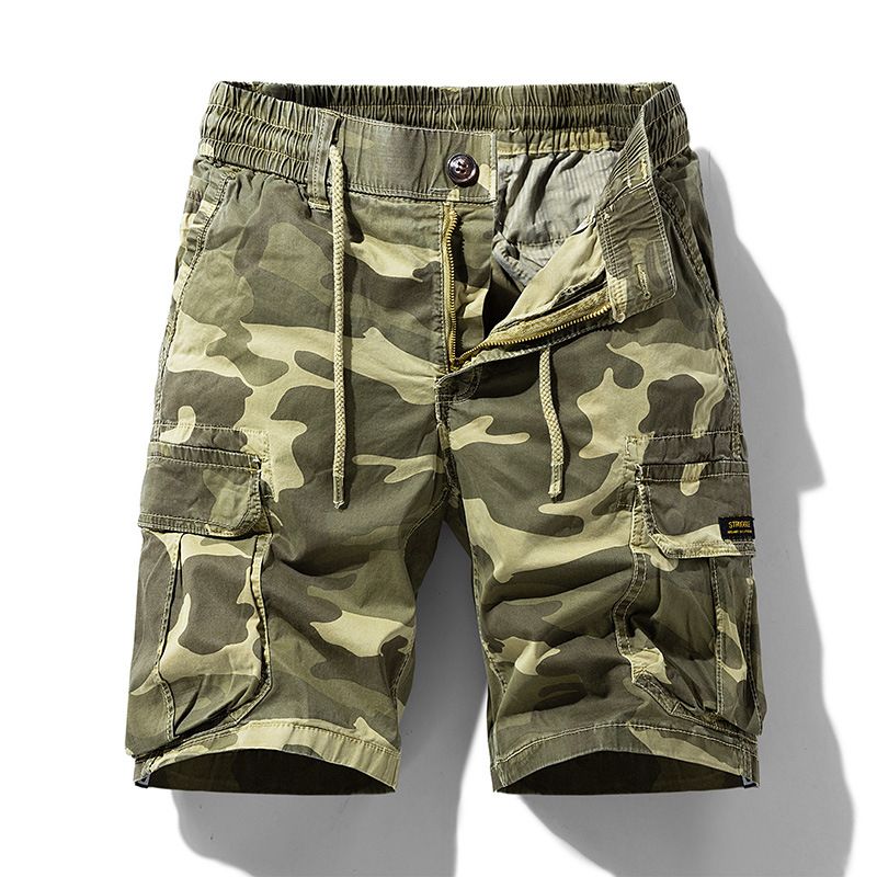 Authentic Camo Cargo Shorts Mens Relaxed Fit Versatility Mens Cargo Shorts Pants Heavy Hardware Cotton Spandex Men Casual Pants Shorts
