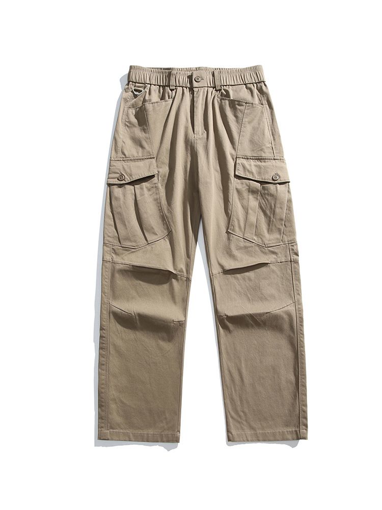 Autumn Thick Workwear Casual Pants High Waist Loose Fit Stretch Cotton Baggy Fitness Style Pocket Wholesale Straight Cargo Pant  Casual