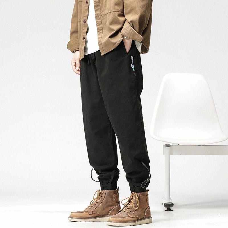 Washed Custom design Mens Loose Chino Pants &Trousers Custom Logo Elastic Waist Baggy Men Sport Pants Casual