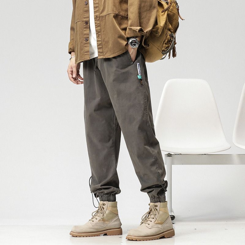 Washed Custom design Mens Loose Chino Pants &Trousers Custom Logo Elastic Waist Baggy Men Sport Pants Casual