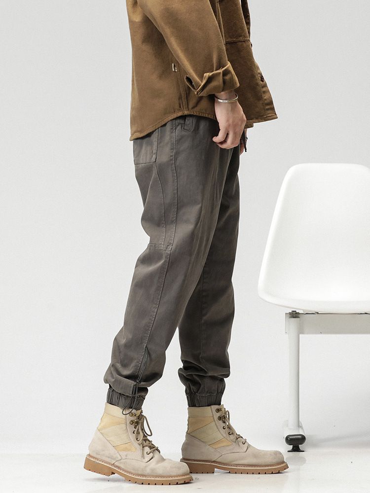 Washed Custom design Mens Loose Chino Pants &Trousers Custom Logo Elastic Waist Baggy Men Sport Pants Casual