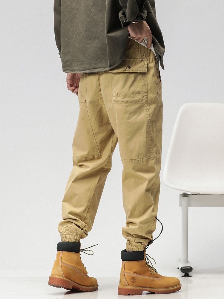 Washed Custom design Mens Loose Chino Pants &Trousers Custom Logo Elastic Waist Baggy Men Sport Pants Casual