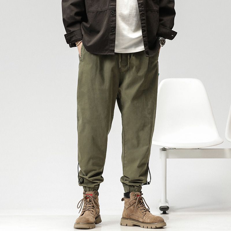 Washed Custom design Mens Loose Chino Pants &Trousers Custom Logo Elastic Waist Baggy Men Sport Pants Casual