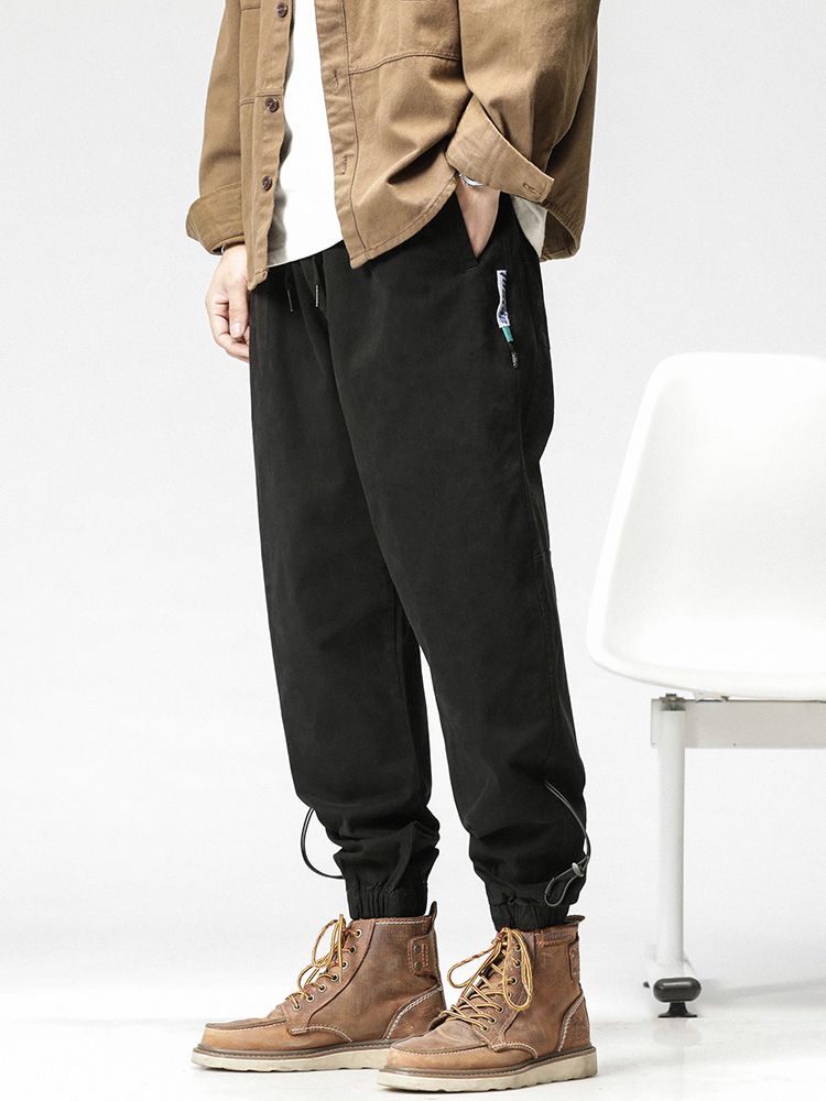 Washed Custom design Mens Loose Chino Pants &Trousers Custom Logo Elastic Waist Baggy Men Sport Pants Casual