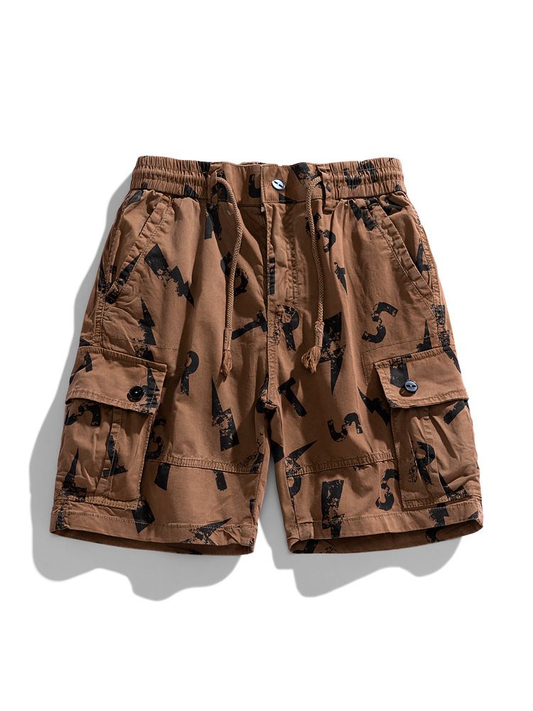 Hot selling American vintage letter printed cargo quarter pants sports casual cotton shorts for men Shorts