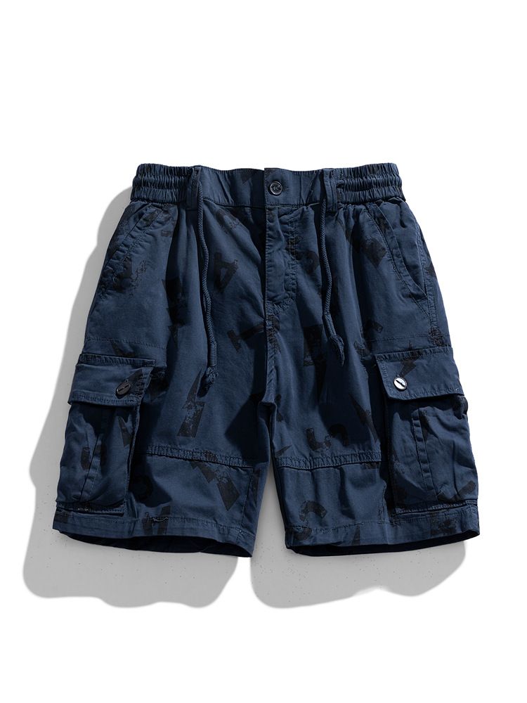 Hot selling American vintage letter printed cargo quarter pants sports casual cotton shorts for men Shorts