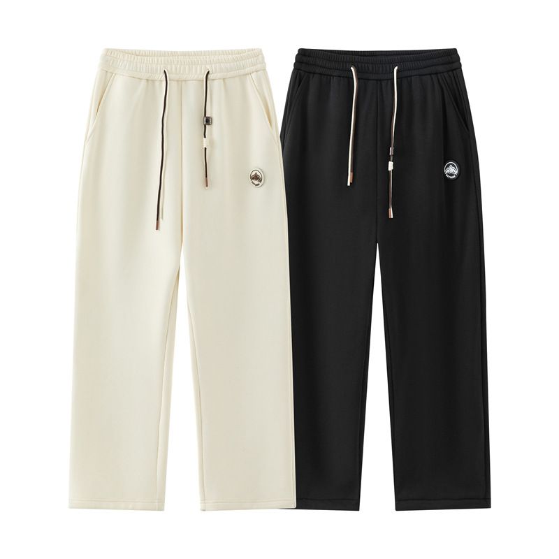 Polyester Black Straight Cut Wide Leg Sweatpants Custom Blank Plain Baggy Loose Fit Sweatpants Men Casual