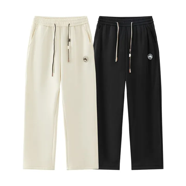 Polyester Black Straight Cut Wide Leg Sweatpants Custom Blank Plain Baggy Loose Fit Sweatpants Men Casual