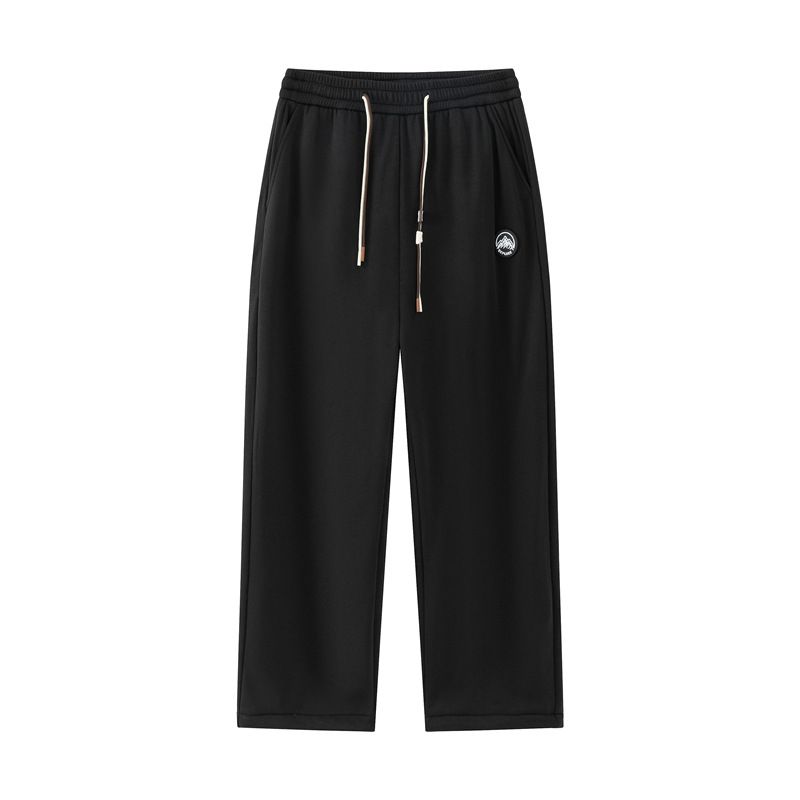 Polyester Black Straight Cut Wide Leg Sweatpants Custom Blank Plain Baggy Loose Fit Sweatpants Men Casual