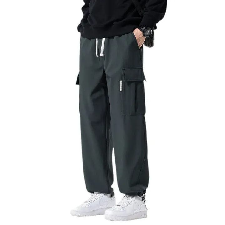 Men Baggy Oversized Loose Cargo Track Sweats Pant Homme Custom Men Cotton Wide Straight Leg Baggy Sweatpants  Casual