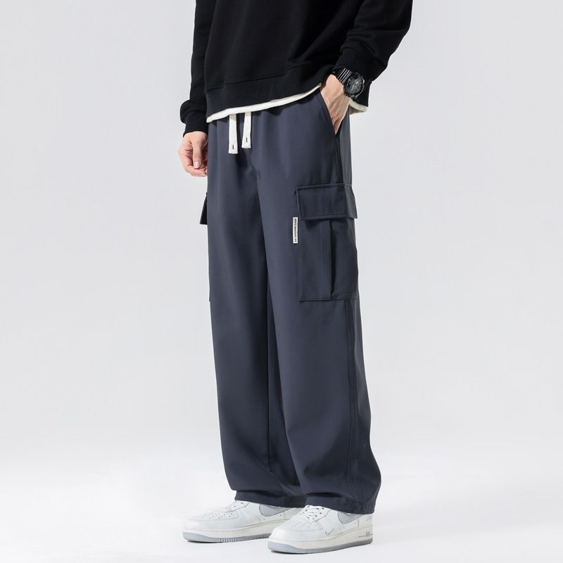 Men Baggy Oversized Loose Cargo Track Sweats Pant Homme Custom Men Cotton Wide Straight Leg Baggy Sweatpants  Casual