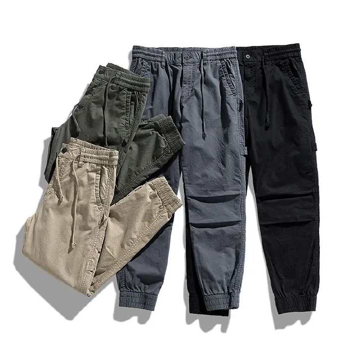 Cargo Pants Men Fashion Black Fitness cotton spandex Trousers Streetwear Sweatpants Joggers Men Casual