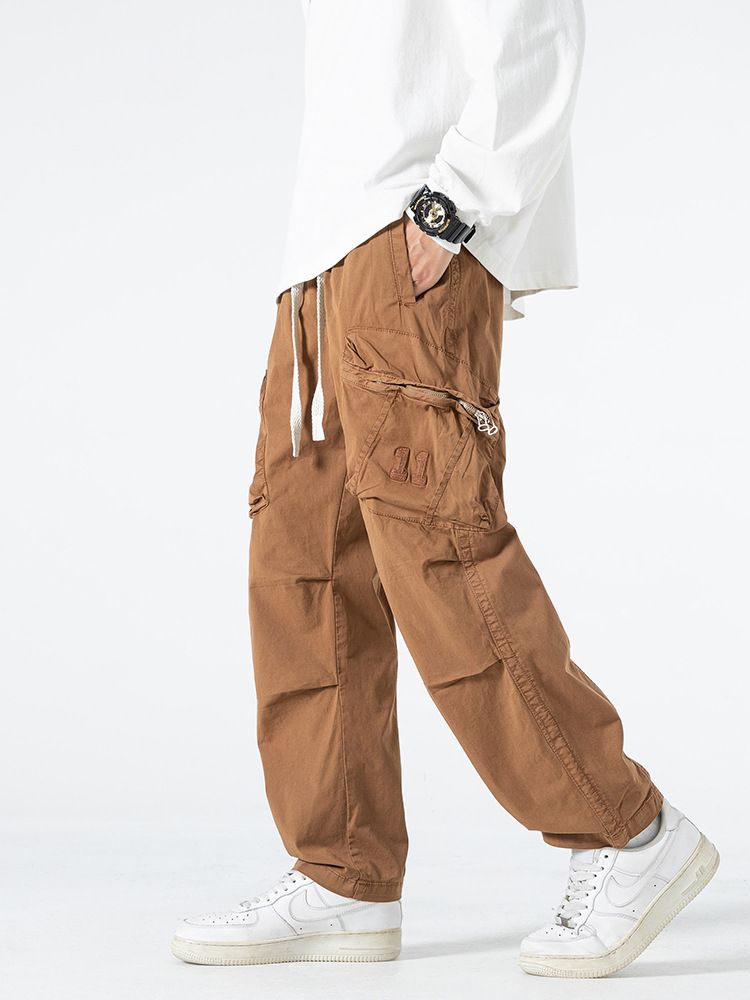 Autumn Thick Workwear Casual Pants High Waist Loose Fit Stretch Cotton Baggy Fitness Style Pocket Wholesale Straight Cargo Pant  Casual