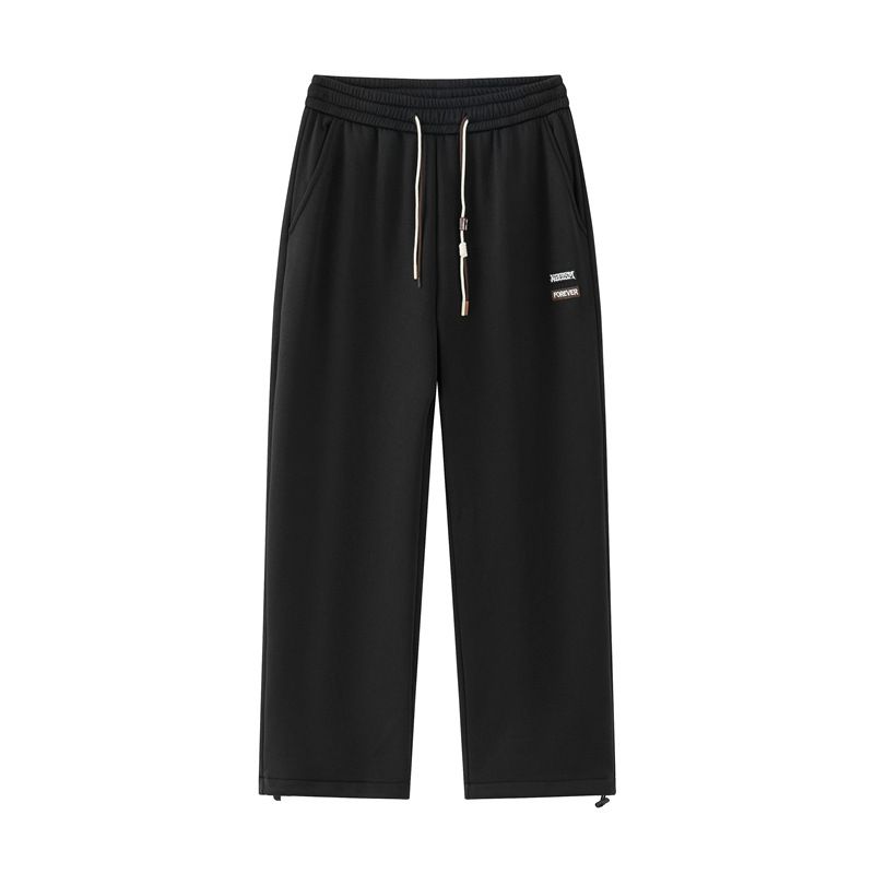 Black Straight Cut Wide Leg Sweatpants Custom Blank Plain Baggy Loose Fit Sweatpants Men  Casual