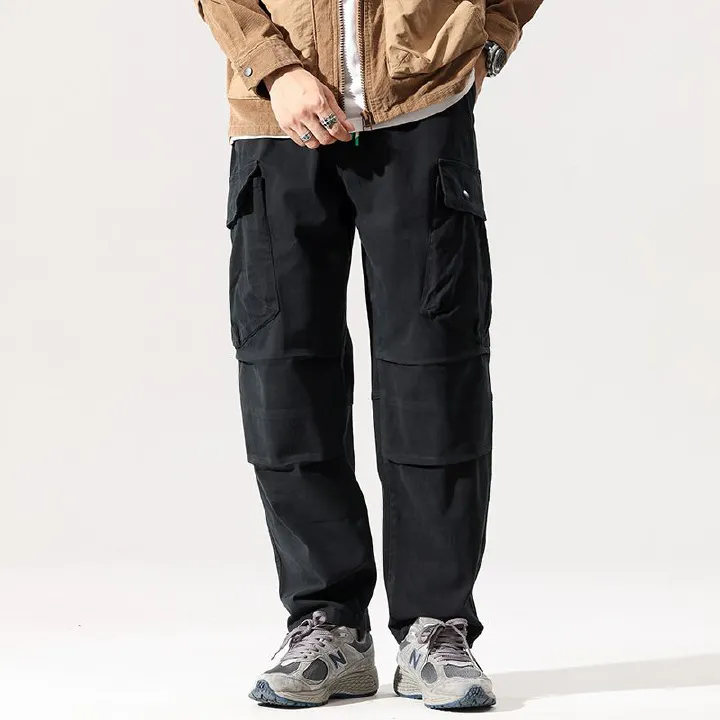 Autumn Versatile Sports Casual Work Pants Heavyweight Tactical Wide Leg Mid Waist Waterproof Camouflage Styled Washed Decoration Casual