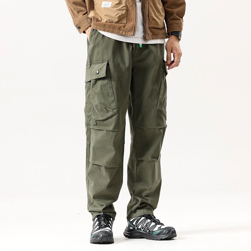 Autumn Versatile Sports Casual Work Pants Heavyweight Tactical Wide Leg Mid Waist Waterproof Camouflage Styled Washed Decoration Casual