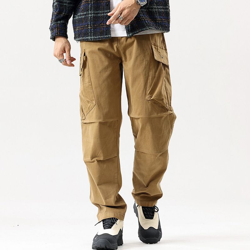 Autumn Versatile Sports Casual Work Pants Heavyweight Tactical Wide Leg Mid Waist Waterproof Camouflage Styled Washed Decoration Casual