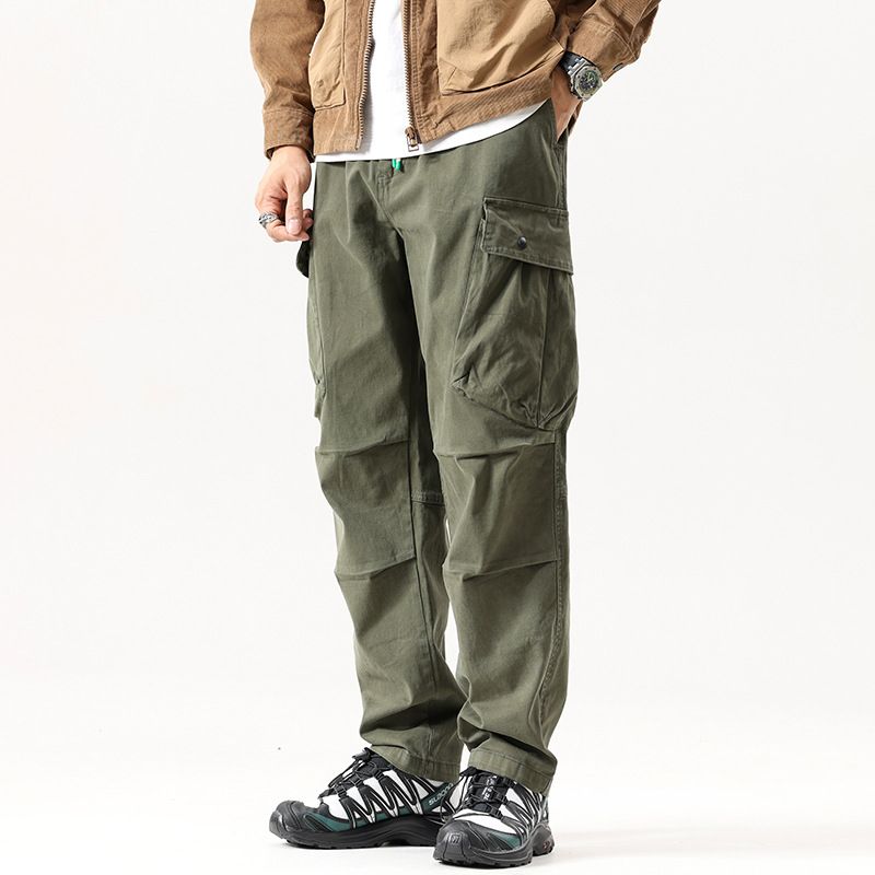 Autumn Versatile Sports Casual Work Pants Heavyweight Tactical Wide Leg Mid Waist Waterproof Camouflage Styled Washed Decoration Casual