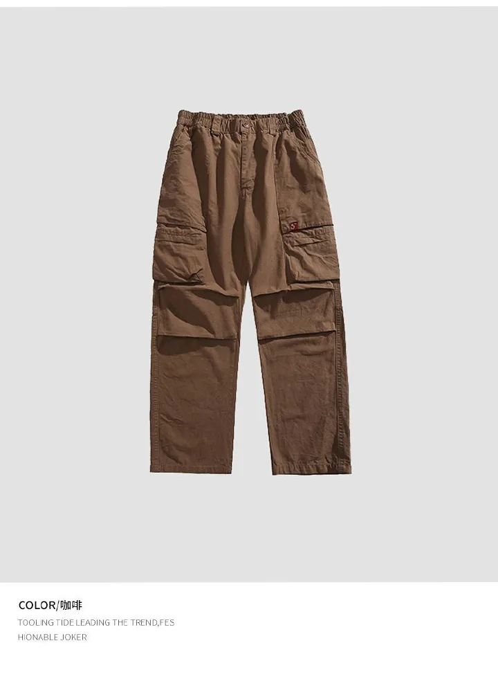 Autumn Thick Workwear Casual Pants High Waist Loose Fit Stretch Cotton Baggy Fitness Style Pocket Wholesale Straight Cargo Pant Casual