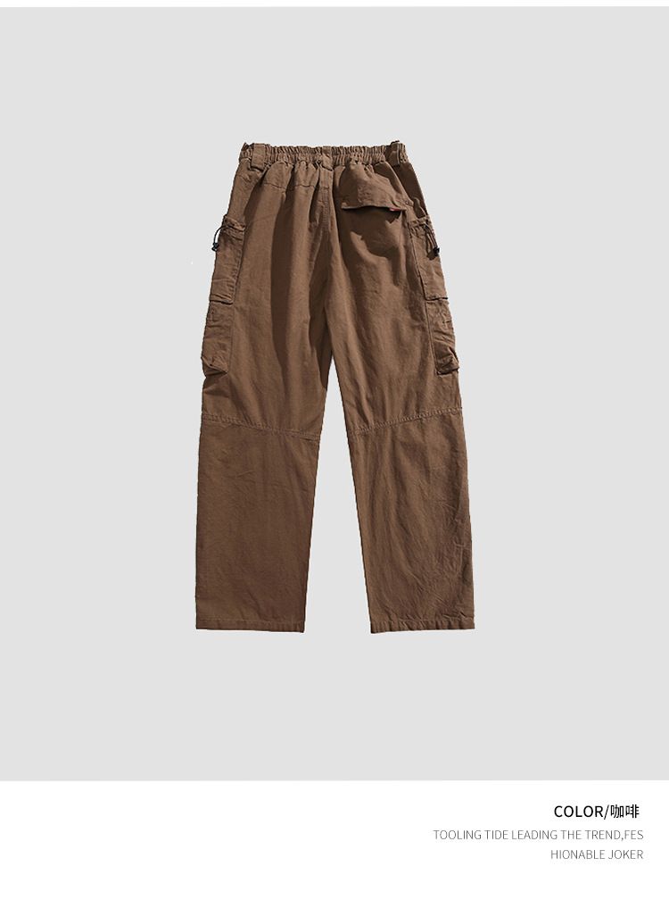 Autumn Thick Workwear Casual Pants High Waist Loose Fit Stretch Cotton Baggy Fitness Style Pocket Wholesale Straight Cargo Pant Casual